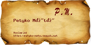 Petyko Máté névjegykártya