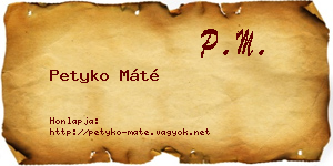Petyko Máté névjegykártya